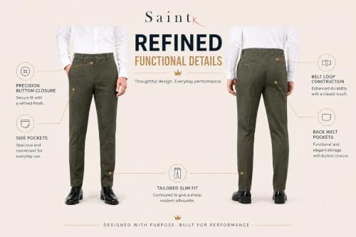 Image of SaintX Men's 4-Way Stretchable, Wrinkle Resistant, All-Day Comfort Trousers | 2 inch Expandable Waistband | Lightweight & Flexible Everyday Wear | EasyMove Office & Casual Wear (Style 37)