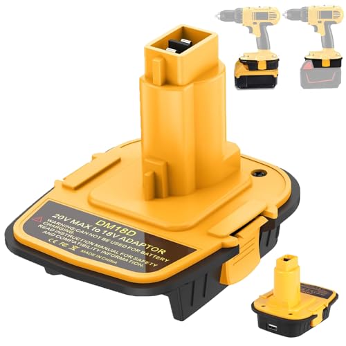 TPDL DM18D Battery Adapter Replace for Dewalt 20V Lithium Ion to 18V Battery Converter With USB Port, Work for Dewalt 18V Nicad & Nimh Battery Power Tools