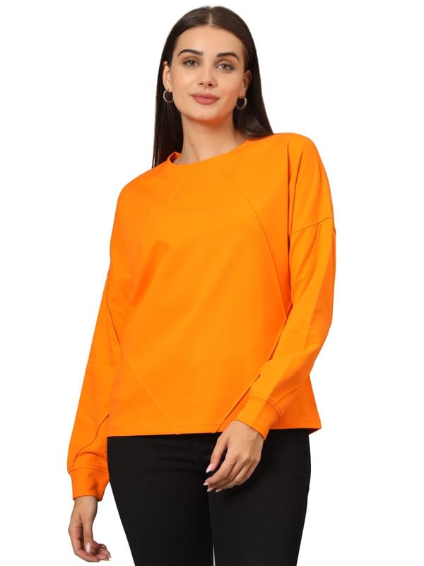 brinns Women's Solid Cotton Relaxed Fit Sweatshirt-picture-46
