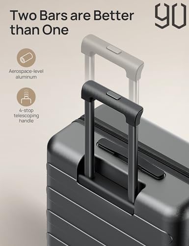 90 Carry On Luggage 22x14x9 Airline Approved, 20 Inch Luggage with Smooth Spinner Wheels, Expandable, Hard Shell PC Suitcase Carry-On, Lightweight Travel Luggage, TSA Approved (Black) 7