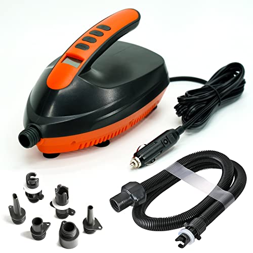 VACHAN Electric Air Pump Compressor - 16PSI Air Pump with LCD Digital, 110W 12 Volt Quick Air Inflator - for Stand Up Paddle Board, Pool, Water Sport, Inflatable Tent (Orange)