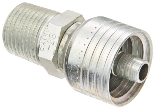 Image of Aeroquip 1BA8MP6 Carbon Steel Global TTC12 (Thru the Cover) Crimp Hose Fitting Male Pipe, Straight, 3 /8 inch Hose ID, 1 /2 inch Pipe Size