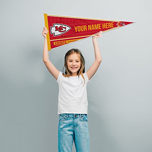 Image of Rico Industries NFL Football Kansas City Chiefs Personalized - Custom 12 inch x 30 inch Soft Felt Pennant - EZ to Hang