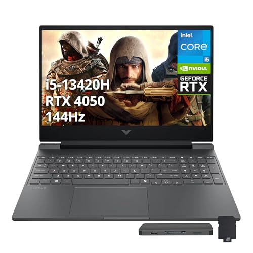 Image of HP Victus 15.6 inch 144Hz FHD Gaming Laptop, Intel i5-13420H, 16GB RAM, 2TB Storage(1TB SSD+1TB Docking Station Set), NVIDIA GeForce RTX 4050, Backlit Keyboard, WiFi 6, HD Camera, Win 11, Mica Silver