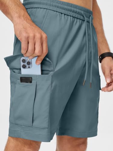 Image of JMIERR Men's Casual Stretch Cargo Shorts | Drawstring Elastic Waist, Multi Pockets, Summer Work Short, Classic