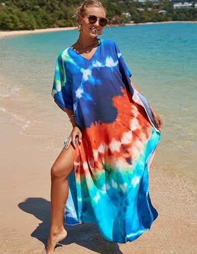 Image of NFVNKJ Women's Plus Size Beach Lounge Kaftan Maxi Dress Swimsuit Coverup for Women