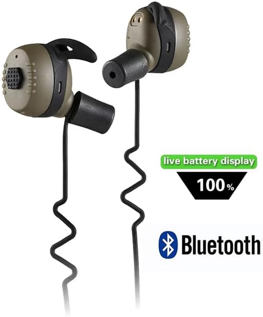 Omana Arm Next Totems earplugs with a Bluetooth logo and a 'live battery display 100%' indicator.
