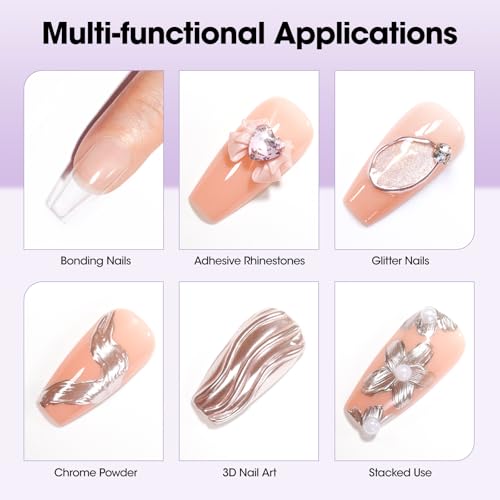 Image of Gellen Nail Glue and Remover Kit, UV Gel Nail Glue for Press Ons, 2 Pcs Non Acetone Gel Nail Glue Removers, Long Lasting Semi Solid Nail Glue Gel, Gentle Gel Glue Off for Beginner DIY at Home