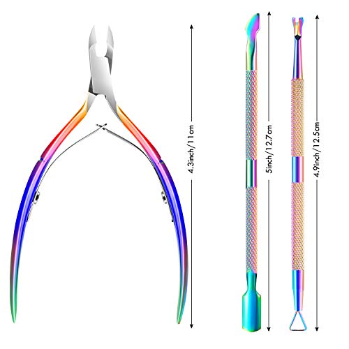 Xunxmas 011-MJJ-3C Cuticle Trimmer Cuticle Remover With Cuticle Pusher, Xunxmas Professional Stainless Steel Durable Pedicure Manicure Tools Cutter Nipper Scissor Clipper thumb #5