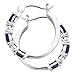 Platinum-Plated Brass 2 1/10 ct Natural Sapphire Hoop Earrings with Diamonds, .875