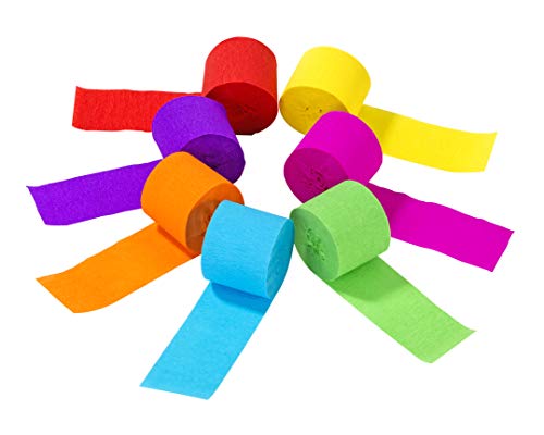 Talking Tables 7 x Colorful Paper Streamers - Ideal Rainbow Birthday Party Decorations, Birthday Parties, Pride Month Celebrations, Indoors, Outdoors , 70 Metres - 2.76 Inches Wide