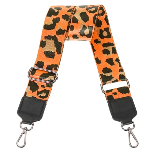 Image of uxcell Wide Shoulder Strap, 5cm Adjustable Purse Strap Replacement Crossbody Strap for Shoulder Bag Handbag, Orange, Black Square Mouth Buckle