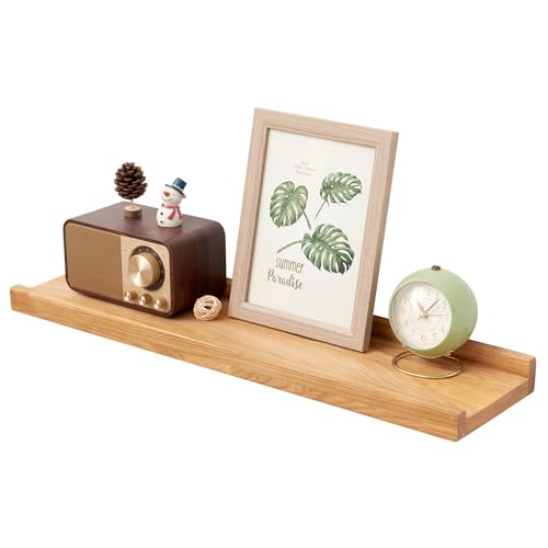 TREOAKWIS Etagere Murale Bois Chêne, Étagères Flottantes Étagères Murales en Bois Massif Solide pour Maison, Salon, Chambre d'enfant, Chambre, Salle de...