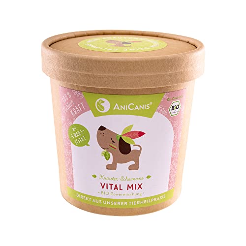 AniCanis Bio Vital Mix für Hunde - Multi-Vitamine Mineralien & Superfood vom Tierheilpraktiker - 8 essentielle Aminosäuren - Futterzusatz Nahrungsergänzung - 150g