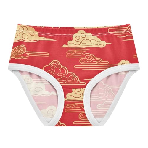 Golden Cloud Pattern Art Girls' Underwear for Daily Wear Comfort Underwear for Toddlers in Sizes 2T,3T, 4T, 5T, 6Y and 8Y
