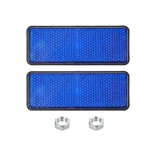 Image of PATIKIL Rectangle Rear Reflectors, 2 Pcs Safety Reflective Warning Reflector Plastic Universal Motorcycle Reflector with M5 Screw Mount for Car Motorcycle Trailer Bike Bicycles, Blue