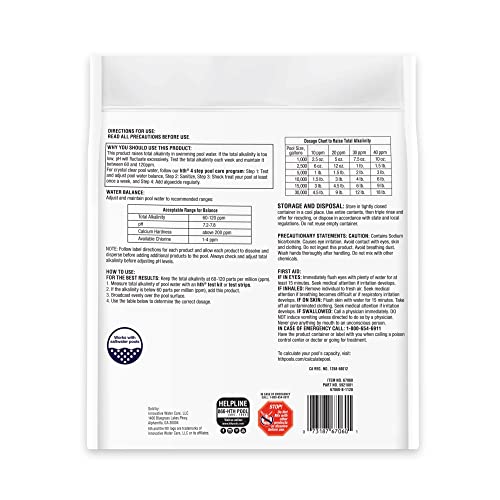 Image of HTH 67060 Swimming Pool Care Alkalinity Up, Raises Alkalinity, Swimming Pool Chemical Stabilizes pH Fluctuation, 5 Lbs (Pack of 4)