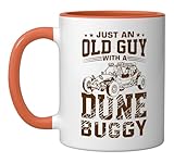 Off-Road Sand Racing Desert Buggy Sand Rail Dune Buggy Ceramic Mug, Orange/White