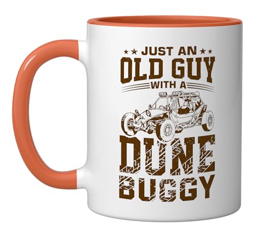 Off-Road Sand Racing Desert Buggy Sand Rail Dune Buggy Ceramic Mug, Orange/White