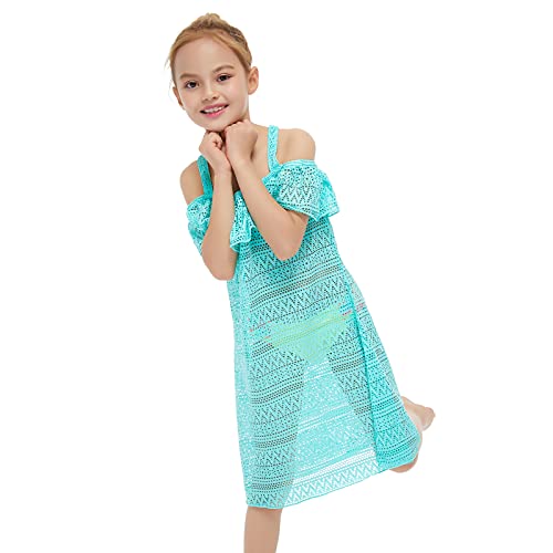 Jimmy Baha·mas Girls Swimsuits Cover-ups Off Shoulder Ruffled Hollow Beach Dress Cover Up for Kids3