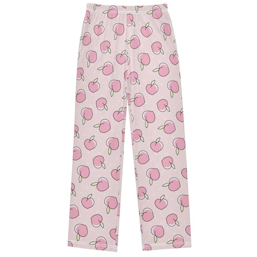 Boy's Lounge Pants Cute Peaches on Pink Kids Jogger Pants Elastic Waist Long Bottoms with Pockets 6-14 Years