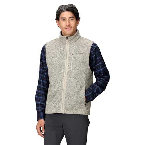 MARMOT Men's Drop Line Sweater Knit Vest, Birch Bark Heather, XX-Large