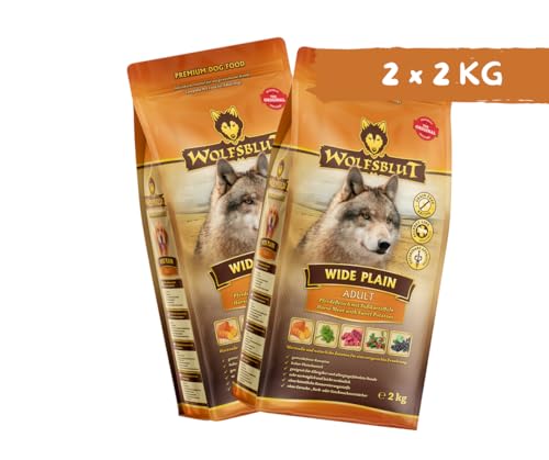 Wolfsblut Wide Plain Adult 2x2kg Sparpaket - Hundefutter - getreidefreies Trockenfutter mit Pferdefleisch & Süßkartoffel – hypoallergen, mit Superfoods – für Sensible Hunde – 2 x 2 kg Bundle