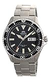 ORIENT メンズ ダイビング スポーツ 自動巻き 200m 腕時計 ブラックダイヤル スチールブレスレット RA-AA0001B