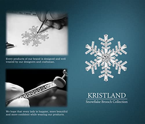 Kristland - Wedding Elegant Mother Flower Brooch Pin Snowflakes Full Prong Cz Pendant Full Crystals Broche For Women Gift A Snowflake Silver Tone #TOP5