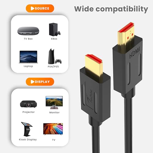 Image of Techie HDMI 2.0 Cable 1.5m 4K at 60Hz - High-Speed 18Gbps HDMI Male to Male with Gold-Plated Connectors, Supports HDR, ARC /eARC, Dolby Vision, 3D & Ethernet for TV, Monitor, Laptop, Gaming Console