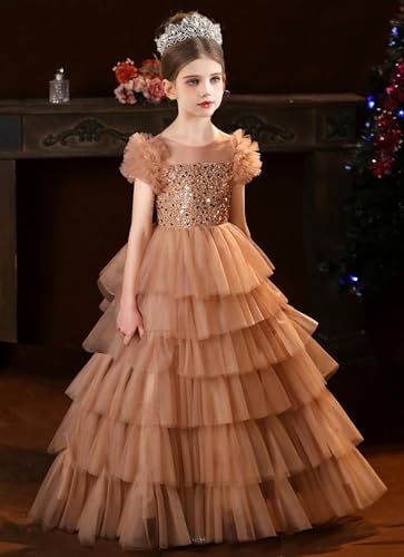 Sequin Flower Girl Dresses for Wedding Ruffles Sleeves Pageant Dresses for Girls Puffy Tulle Prom Gown for Girls2