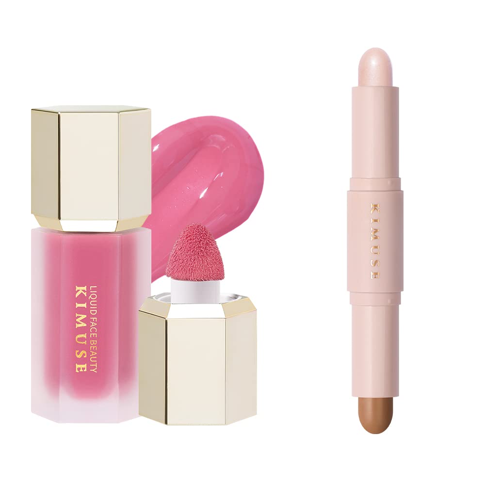 KIMUSE Soft Liquid Blush for Cheeks & 2 Color Dual Cream Contour Stick