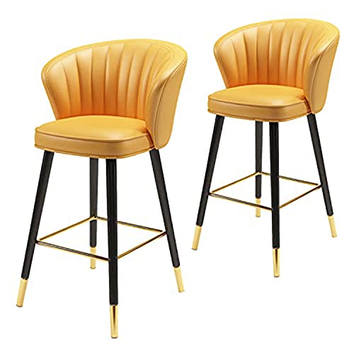 RONGJJTJQ Juego De 2 Taburetes De Bar De Cocina para Desayuno, Taburetes De Bar De Piel Sintética, Taburetes De Bar con Respaldo Y Reposapiés, Taburetes De Altura De Bar Sin Brazos Modernos Cover