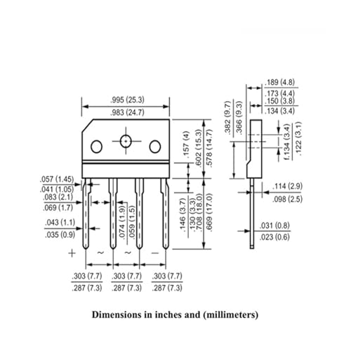Pont redresseur KBJ1008 électronique de puissance 800V 10A - 3