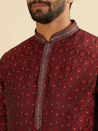 Image of Manyavar Men's Brocade Self Design Kurta Set (2pcs)