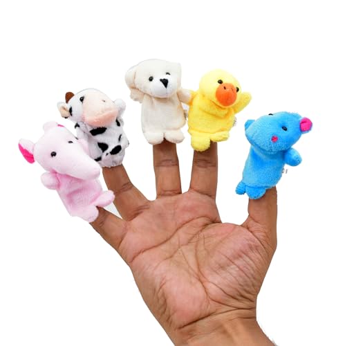 Image of Toodles Learning Animals Finger Puppet Toys - 5 Pieces Soft Toy Assortment Multicolor for Kids, Cute Perfect for Imaginative Play and Early Learning