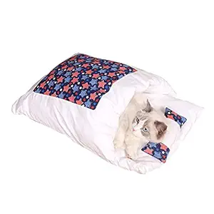 pekdi Pet Cat Dog Sleeping Bed Winter Washable Removable Anti-Slip & Super Warm Pet Cave with Zipper Ultra Soft & Comfort Cat Bag with a Pillow