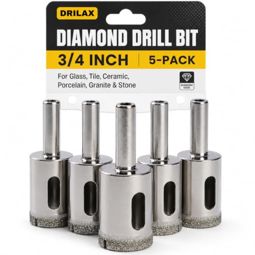 Drilax 3/4' Diamond Drill Bit Set | 5-Pack for...