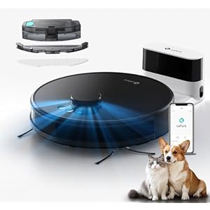 LEFANT M1 Saugroboter mit Wischfunktion, LiDAR Navigation, 4000Pa Staubsauger Roboter, 200Mins Max, Selbstaufladend, WLAN, 8 mit No-Go-Zonen, Ideal Tierhaare, Teppich, Hartboden