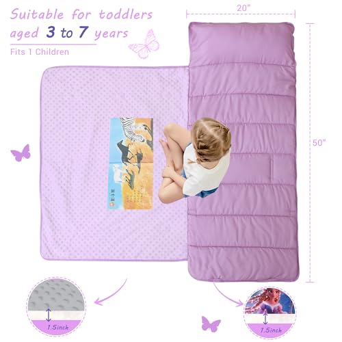 Image of Lasoftan Toddler Nap Mat with Pillow and Blanket, Extra Large Rolled Napping Mats,Slumber Bags for Boys Girls,Kids Sleeping Bag for Daycare, Preschool Travel Camping