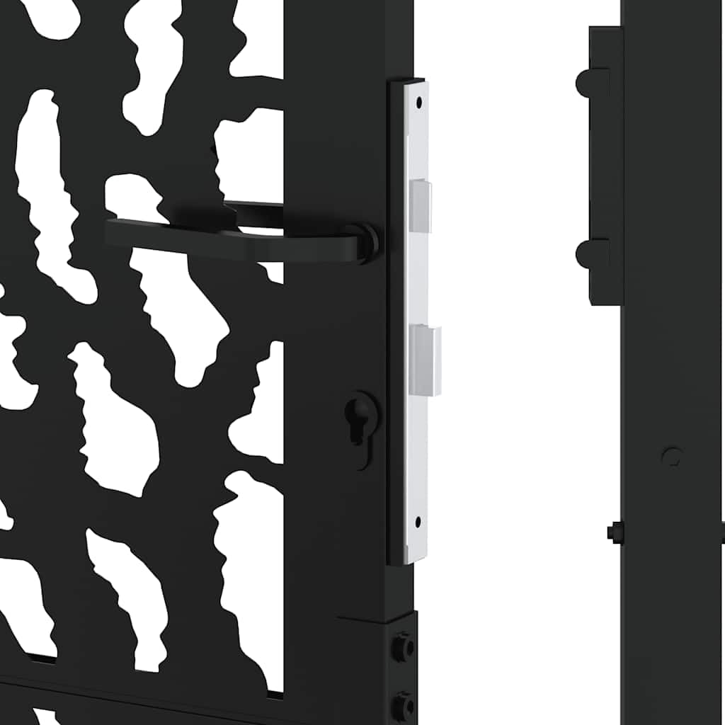 Festnight Puerta Jardin Metalica 105 x 205 cm, Puerta para Valla con Sistema de Cerradura Acero, diseño con Carril Acero/Negro