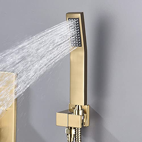 Ensemble de douche effet pluie or brossé en acier inoxydable luxe - 4
