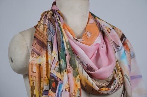 Image of VIC Cotton Modal Digital Print Scarf for Women | Digital Print Designer Stole | Soft Lightweight Luxury Wrap | Premium Cotton Modal Blend | 55 x 170 cm | VIC-SM-DP5517