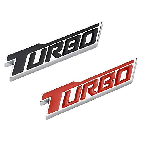 PT-Decors Símbolo del Metal Turbo Emblema Insignia Pegatinas para Auto Coche Lateral defensas Ventana Parachoques de Arranque Tronco Exterior calcomanía (Rojo)