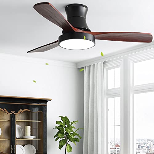 Ibalody Nordic Indoor Ceiling Fan Light 42In/52In Mute Fan Light 6 Gear Wind Speed Ceiling Fan With 60W Led Light 35W Fan Motor With 3 Big Fan Blades For Dining Room Living Room Kitchen Island #TOP1