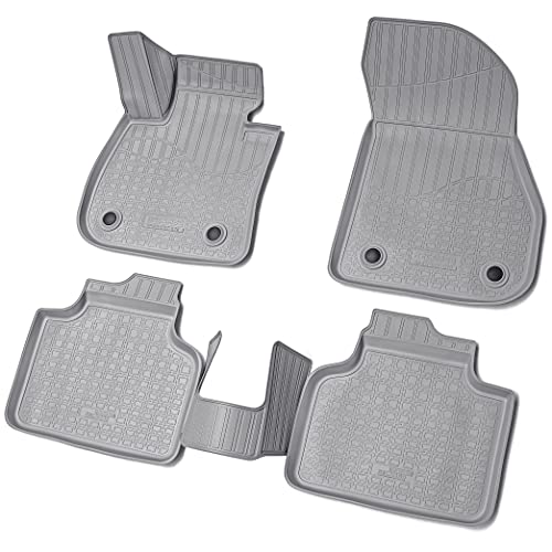 Recambo Tapis de sol en caoutchouc 3D compatible avec BMW Série 2 Active Tourer | F45 | à partir de 2014 > | Tapis de voiture en caoutchouc | Ajustement parfait | avec bordure | Gris Cover