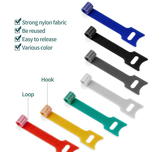 70 Pcs Reusable Cable Ties, Straps Cable Ties, Hook and Loop Straps Cable Ties Organizer Fastener for Home Office Accessories