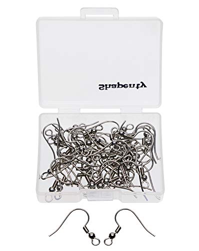 Shapenty Surgical Stainless Steel Ball Coil Fish Earring Hooks Clasp Hypo-allergenic Ear Wire Bead...