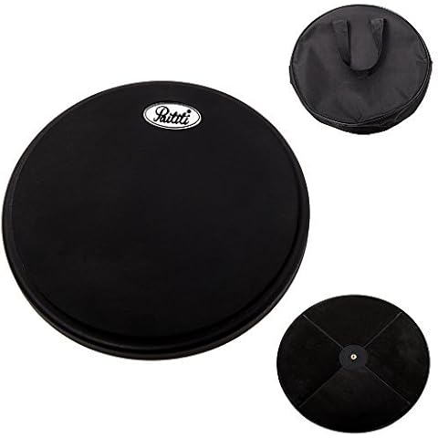 PAITITI 8 Inch Silent Portable Practice Drum Pad Round Shape with Carrying Bag Black Color Cover