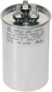 PowerWell 45+5 MFD 45/5 uf 370 or 440 Volt Dual Run Round Capacitor PW-45/5/R for Condenser Straight Cool or Heat Pump Air Conditioner - Guaranteed to Last 5 Years